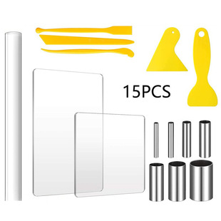 Cross-border ceramic tools 15 pieces of suit clay stone carving knife round mold acrylic clay plate rolling pin