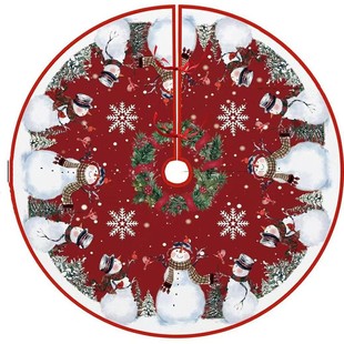 New cross-border Christmas tree skirt Christmas decorations cartoon print tree skirt ornaments Christmas tree bottom apron
