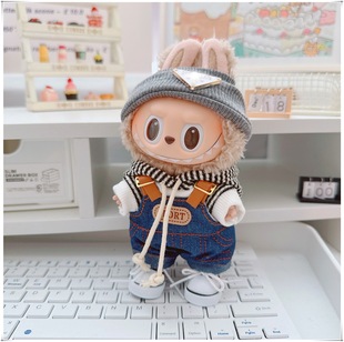 17cm labubu baby clothes dimoo vinyl baby clothes lulu pig baby three-year-old T-shirt flower suspenders