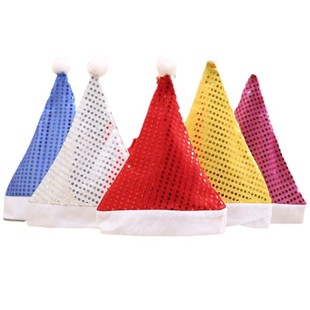 Five Colors Santa Claus Sequins Hat Christmas Decoration Hat Adult Hat Christmas New Year Gift Family