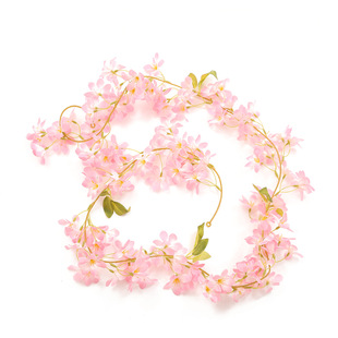 Amazon Cross-border Artificial Spring Flower Rattan Artificial Flower Decoration Living Room Water Pipe Winding Flower Vine Blocking Flower Strips