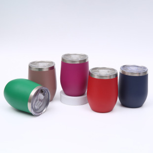 Europe and the United States hot sale 12oz eggshell cup 304 stainless steel double layer thermos cup spray plastic egg U cup beer cup wholesale