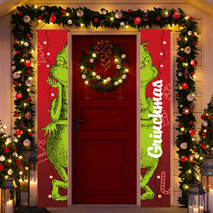Grinch Christmas decoration, Merry Grinchmas porch sign and banner outdoor decoration