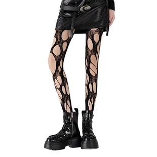 American Style Punk Retro Fishnet Stockings Summer Brown Hollow Y2k Hot Girl Hole Pantyhose Female Subculture