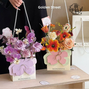 2025 Goddess Festival Double-sided Painted Flower Letters Flower bouquet packaging box gift items portable box floral materials