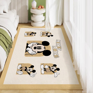 Imitation Cashmere Cartoon Mickey Bedroom Bedside Carpet Living Room Bay Window Floor Mat Children's Room Long Anti-fall Blanket in Front of Bed