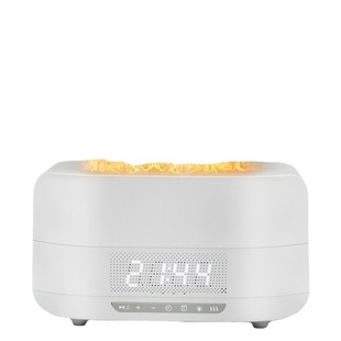 2024 new creative wireless bluetooth speaker flame humidifier aromatherapy machine digital display clock factory direct gift