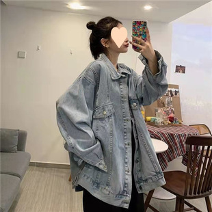 Ripped Denim Jacket for Women 2025 Spring New Korean Style Student Retro Loose Mid-Length Jacket Top