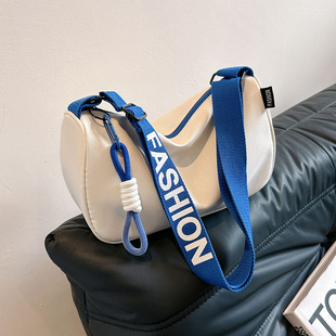Casual large capacity nylon canvas bag for women 2024 New Fashion shoulder bag all-match broadband crossbody pillow bag