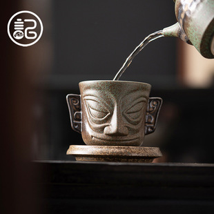 Бронзовая глазурь Sanxingdui керамическая чашка Master Cup Национальная Мода Культурная чайная чашка Китайский дзен