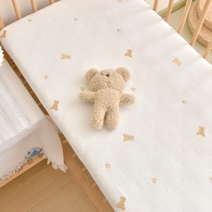 Infant bed hat newborn cotton gauze cartoon embroidery bed hat crib six-layer gauze bed hat bed set Category A