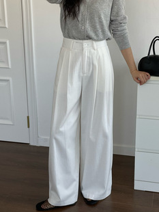 Spring 2025 New Arrival Woven Korean Style Top Style High Waist Pants Wide Leg Straight Casual Trousers for Women
