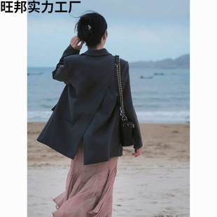 Cool High-end Sense Rear Split Design Sense Suit 2024 New Casual All-match Elegant Jacket Top Spring and Autumn