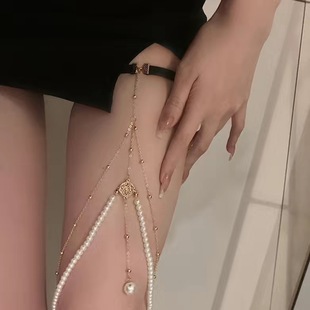 Black Sexy Multi-Layer Rhinestone Tassel Leg Ring Chain Diablo Japanese Punk Pure Desire Leg Ornament Leg Ring Decoration for Women