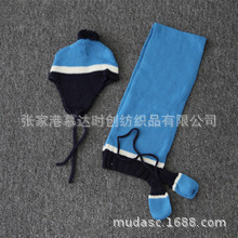 2024 European and American Knitted Baby Hats, Scarves, Gloves, Three-Piece Set, Rope Wool Style, Color Matching, Factory Direct Sales