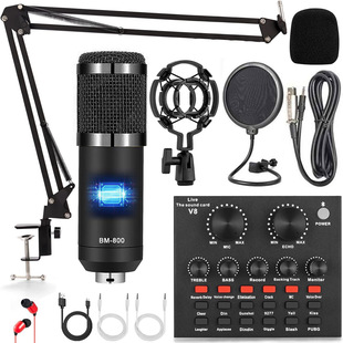 V8S живая звуковая карта беспроводной Bluetooth DJ оборудование Live звуковая карта с цветной кнопкой RGB BM-800 звук микрофона