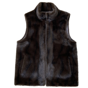 Mink Leather Vest Men's Winter Warm Fur Imitation Mink Velvet Two-Face Wear 2023 New Winter Fur One Vest