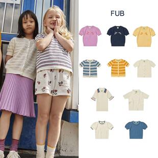 Ins style SS25 Denmark FUB spring and summer baby boys and girls children's clothing children's parent-child knitted short-sleeved Polo T-shirt presale