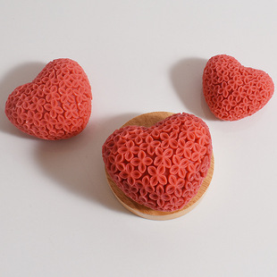 Valentine's Day Flower Love Candle Silicone Mold DIY Egg Flower Stereo Heart-shaped Ornament Gypsum Gum Dropping Mold