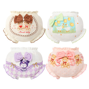 Toddler Boy Girl Girl Baby Underwear Girl 1-3 Years Old Cotton Bow Child Double Bow Triangle