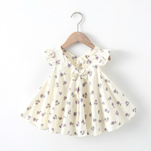 Girls' dress Summer Aa Children's Summer Pure Cotton Sleeveless Skirt Baby Princess Skirt Floral Skirt Vise Skirt