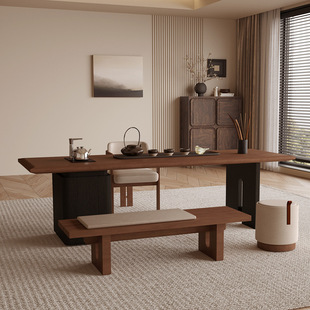 Middle Ancient Style Solid Wood Tea Table and Chair Combination Household Small Tea Table New High-Level Office Big Board Tea Table