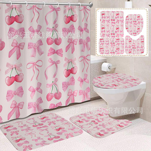 Valentine's Day map can do cross-border e-commerce digital printing waterproof polyester bathroom partition shower curtain factory outlet