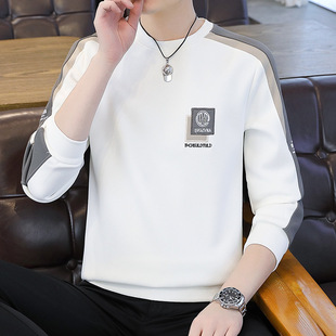 [4089 Collection] Wei Yi Men's Spring and Autumn Thin Round Neck Joker Base Shirt Embroidered Long Sleeve T-Shirt