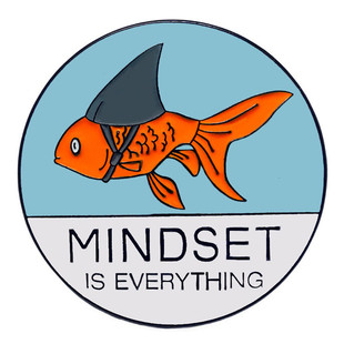 Shark Goldfish Carp Mentality Is Important Brooch Positive Mental Cartoon Pin Metal Enamel Paint Badge