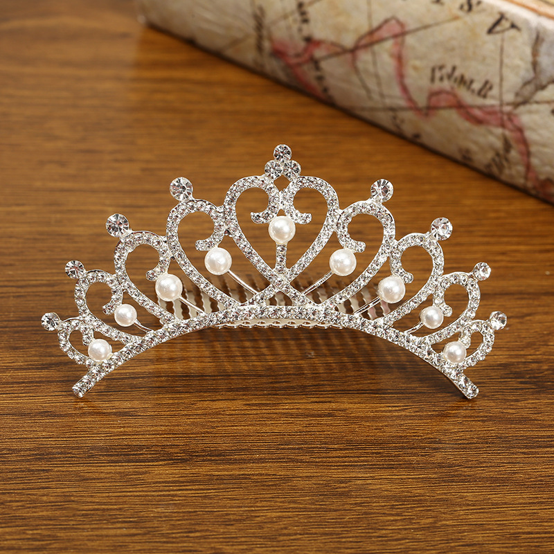 Headwear wholesale rhinestone crown fashion headwear women's hair comb jewelry new style comb Crown alloy pearl set hair accessories