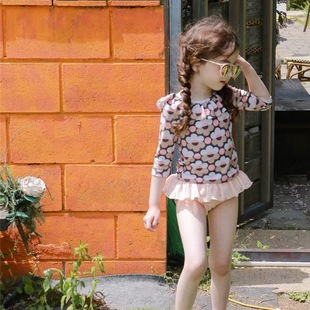 2022 New Korean Children's Swimsuit Long Sleeve Sunscreen Girls' Swimsuit Split Cute Baby Infant Swimsuit