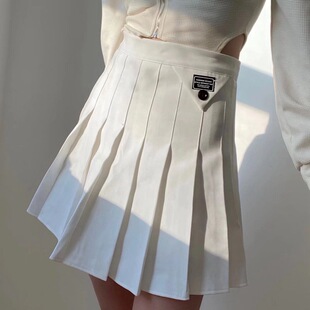 Pleated skirt for women 2022 spring high waist A- line skirt slimming anti-exposure skirt College versatile skirt for women
