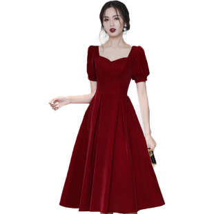 Toast Dress Bride Can Wear Summer Wedding Dress Can Wear Back Door Engagement Slim Velvet Dress