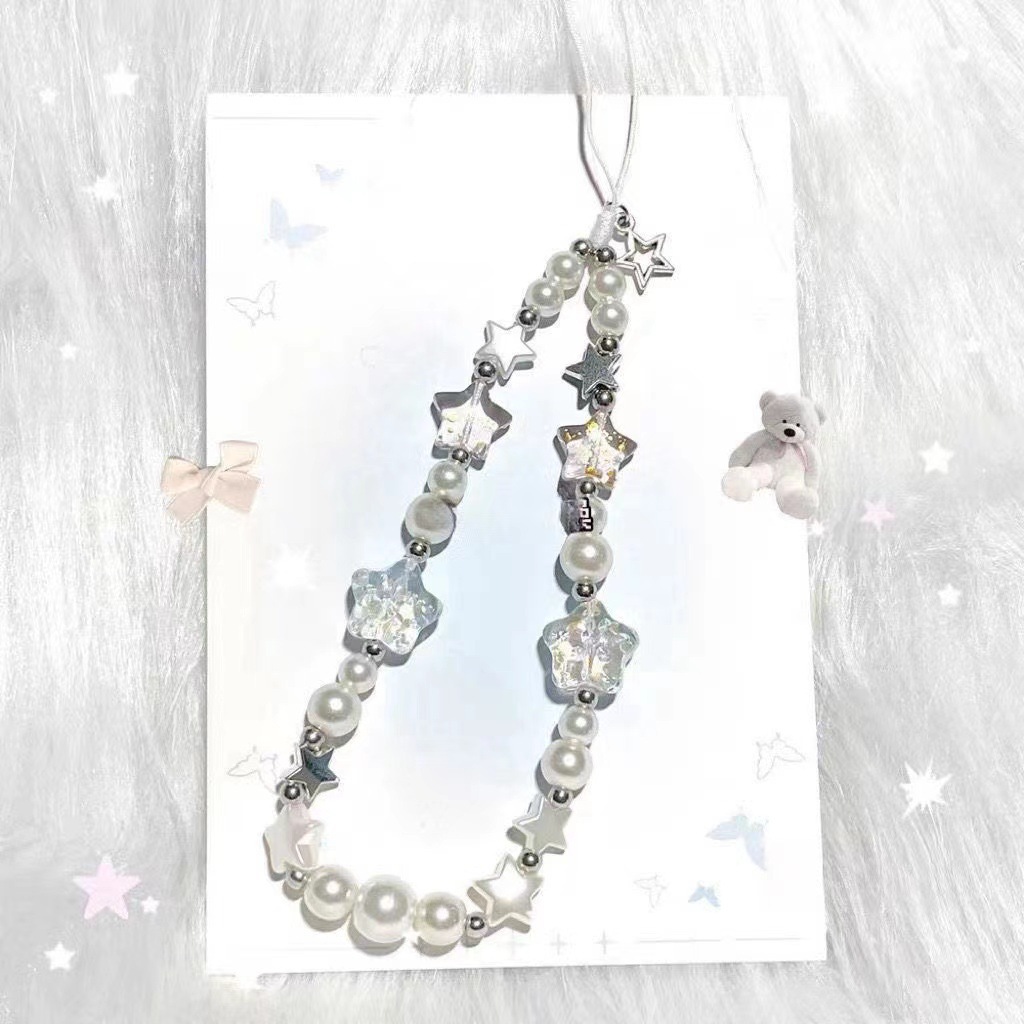 Mobile phone chain wholesale South Korea pearl star pendant short beaded chain mobile phone case lanyard girl wrist ornaments