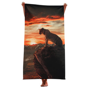 Cross-border exclusive ultra-fine fiber square beach towel towel square towel 3D digital printing animal series