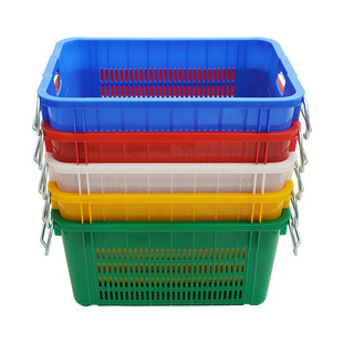 New Material Turnover Basket for Vegetables and Fruits, Iron-Eared Plastic Vegetable Basket, Fresh Food Transportation Basket, Thickeneded Plastic Basket