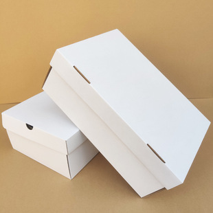 White kraft paper flip shoe box paper box sneaker storage packaging box carton in stock wholesale printable LOGO