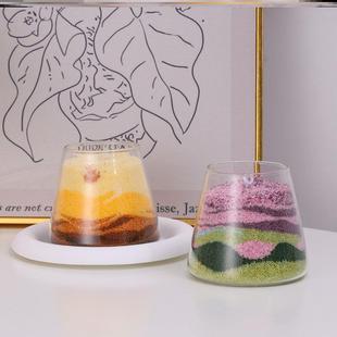 Стеклянный стакан Fuji Mountain DIY Sandy Candle Candle Прозрачный высокоборосиликатный стеклянный ароматерапия ручной подсвечник