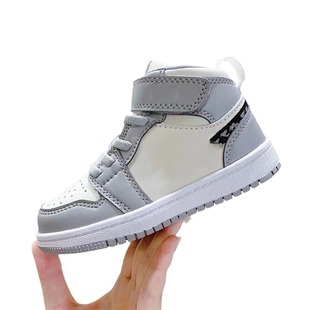 AJ1 детская обувь липучка без шнуровки Джо 1 первый слой из коровьей кожи ребенок большой ребенок спортивная обувь студент Путянь оптом