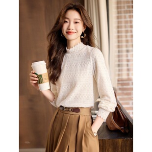Fashionable elegant gentle lady shirt Women's 2023 Winter new heavy industry all-matching top