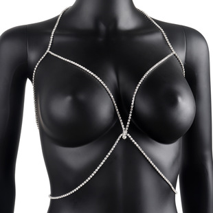 2023 cross-border new fashion rhinestone chain sexy ins style classic bra chain European and American body chain