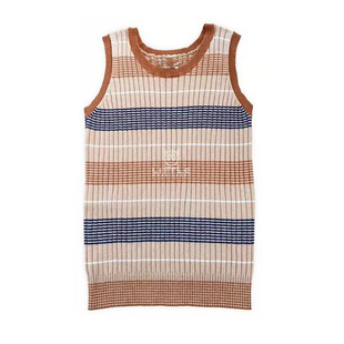 Summer New Children's Striped Sleeveless Vest for Boys and Girls Baby Cotton Knitted Shirt Crewneck Top 2025BTX