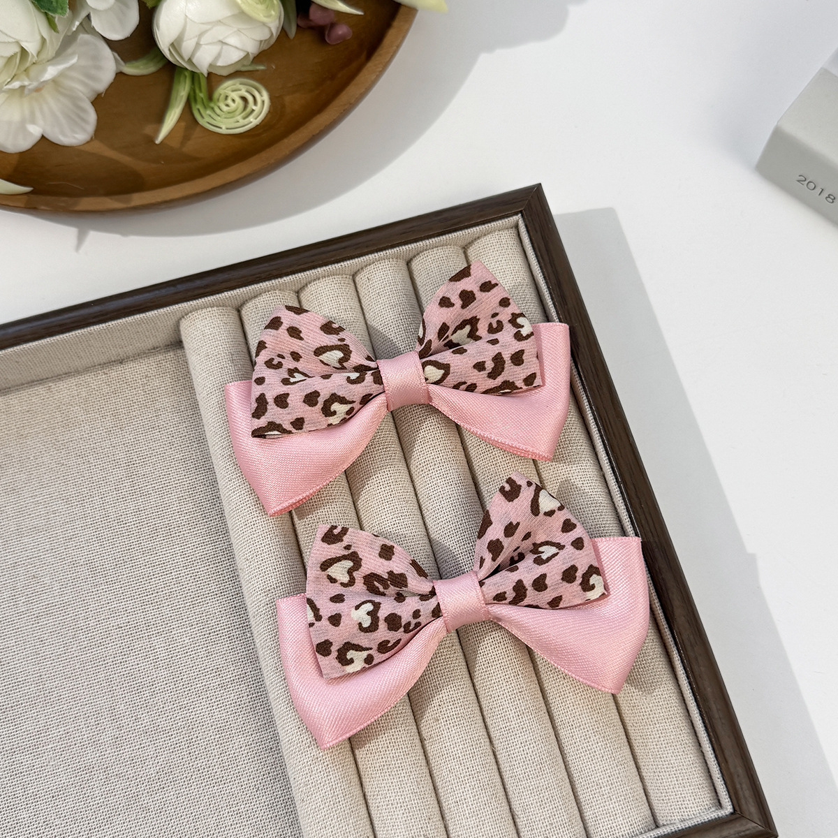 Leopard Print Color-Blocking Bow Decoration Handmade DIY Semi-Finished Hair Accessories Shoe Flower Ornaments Accessories Doll Clothes Accessories