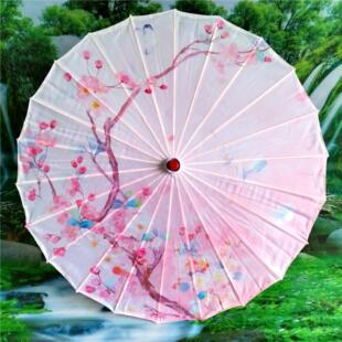 Antique Classical Craft Umbrella Travel Sunshade Decoration Tassel Petal Silk Umbrella Dance Photography Show Powder 70cm