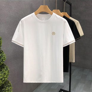 Round neck short sleeve 2024 top fashion loose Joker summer youth trend shirt base shirt top wholesale
