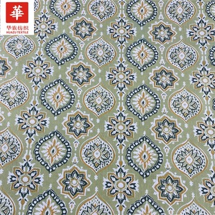 Cotton printed cloth ethnic style geometric prismatic women's clothing patchwork scarf shirt fabric in stock wholesale