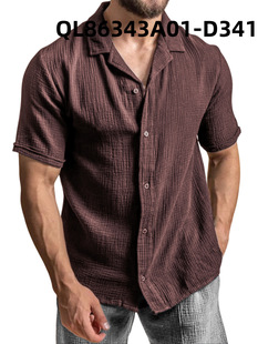 2025 New Cross-border plus size Shirt 2-7 Printed Men's Loose Trendy Short-sleeved Luck Shirt