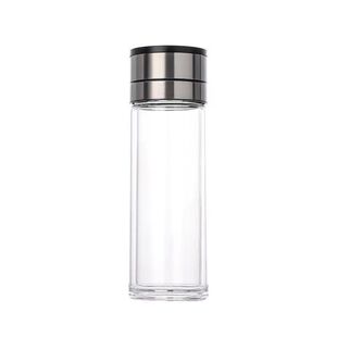 One-button quick opening tea-water separation cup double-layer high borosilicate glass business cup bubble cup sealed leak-proof transparent cup