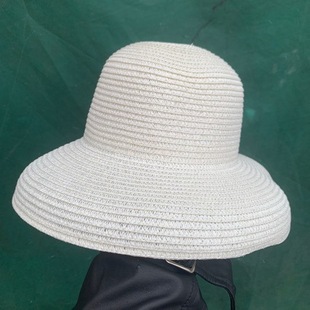 Straw Hat Women's Summer Big Brim French Sunscreen Hepburn Wind Sunshade Hat Beach Foldable Joker Hat Women's Fisherman Hat