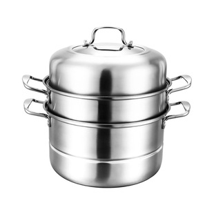 Factory direct three-layer steamer top steaming bottom cooking household multi-layer double-layer steamer gift wholesale stainless steel steamer